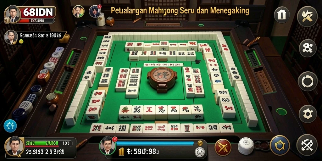 Tampilan seru dari gameplay Mahjong dalam 68IDN.