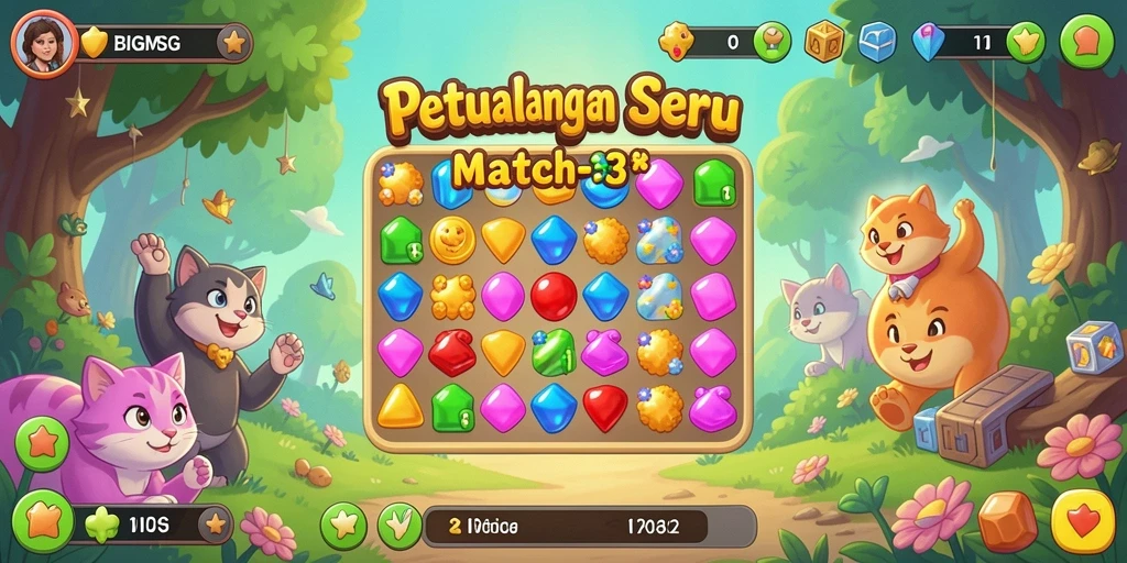 Tampilan gameplay menarik dari BIGMSG yang penuh warna.