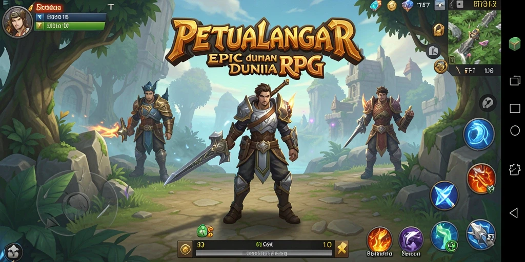 Screenshot gameplay F7F7 yang menampilkan pertempuran epik dalam dunia RPG.