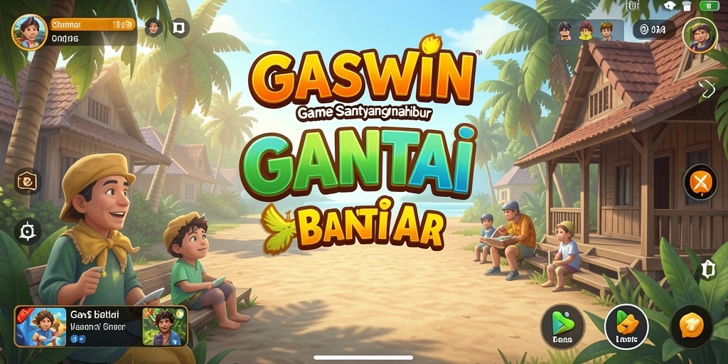 Screenshot menunjukkan gameplay santai GASWIN dalam suasana ceria.