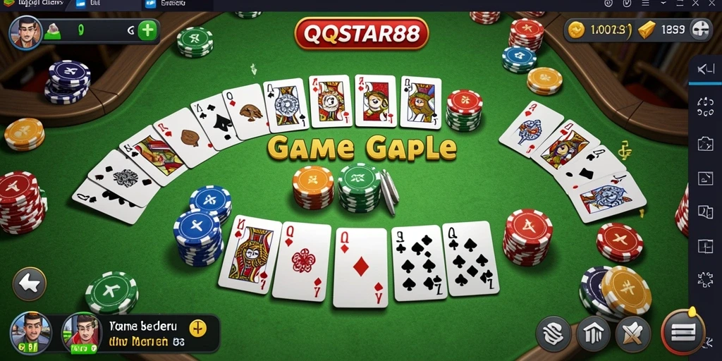 Screenshot QQSTAR88 menampilkan gameplay Gaple yang seru dan interaktif.