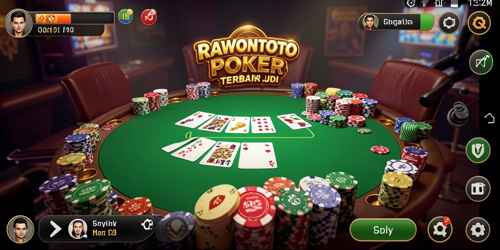 Tampilan gameplay RAWONTOTO yang mendebarkan dengan suasana poker yang nyata.