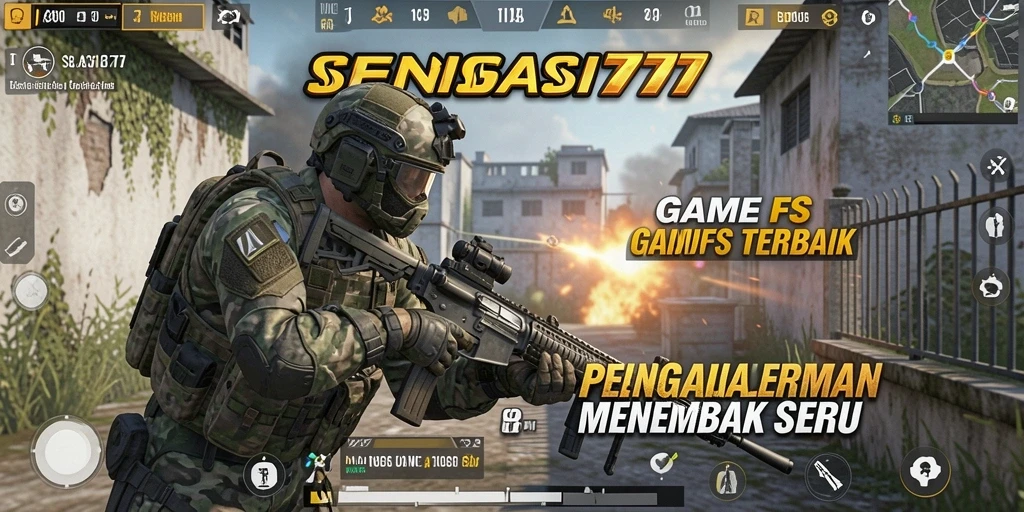 Screenshot menampilkan aksi intens dalam permainan FPS SENSASI777.